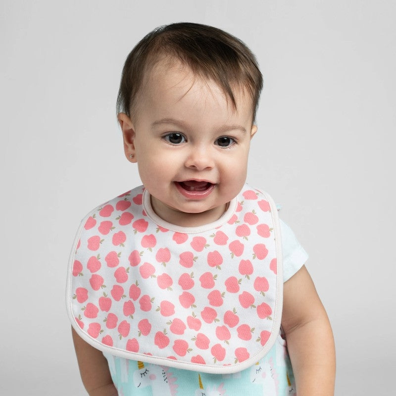 Cotton Pigs Organic Reversible Bib - Unicorns & Apples