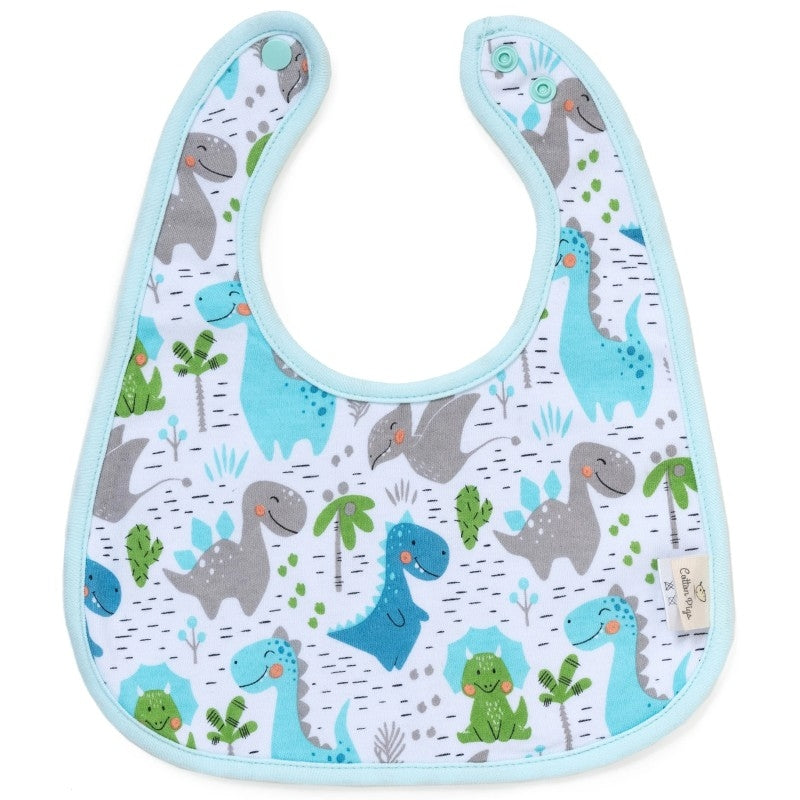Cotton Pigs Dino and Cactus Reversible Bib Set