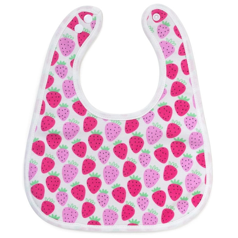 Cotton Pigs Organic Reversible Bib - Giraffes & Strawberries