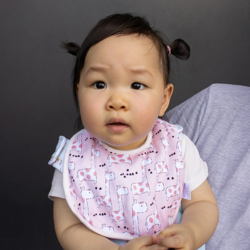 Cotton Pigs Organic Reversible Bib - Giraffes & Strawberries