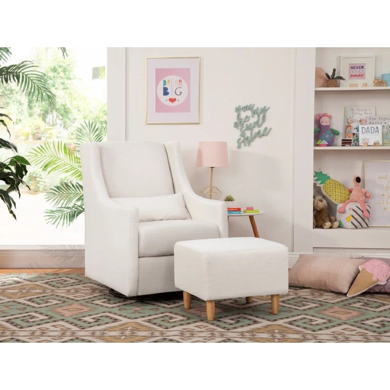 Babyletto Toco Swivel Glider & Ottoman - Performance Cream Eco-Weave