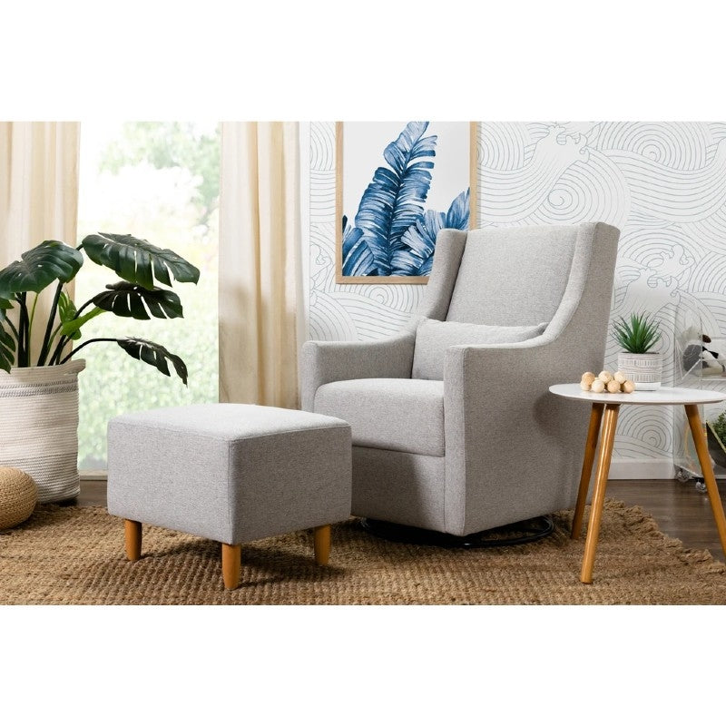Babyletto Toco Swivel Glider & Ottoman - Performance Grey Eco-Weave