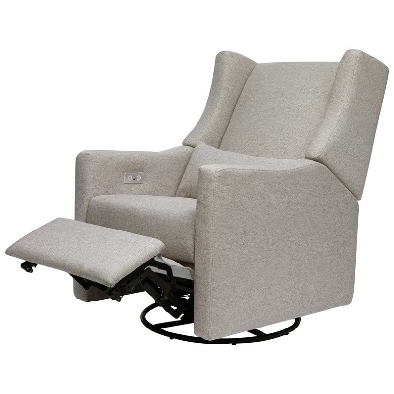 Babyletto Kiwi Electronic Recliner & Swivel Glider w/ USB Port - Performance Grey Eco-Weave