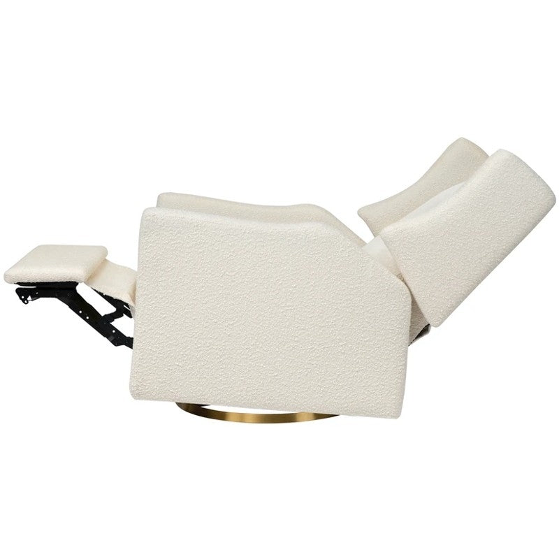Babyletto Kiwi Electronic Recliner & Swivel Glider w/ USB Port - Ivory Boucle with Gold Base