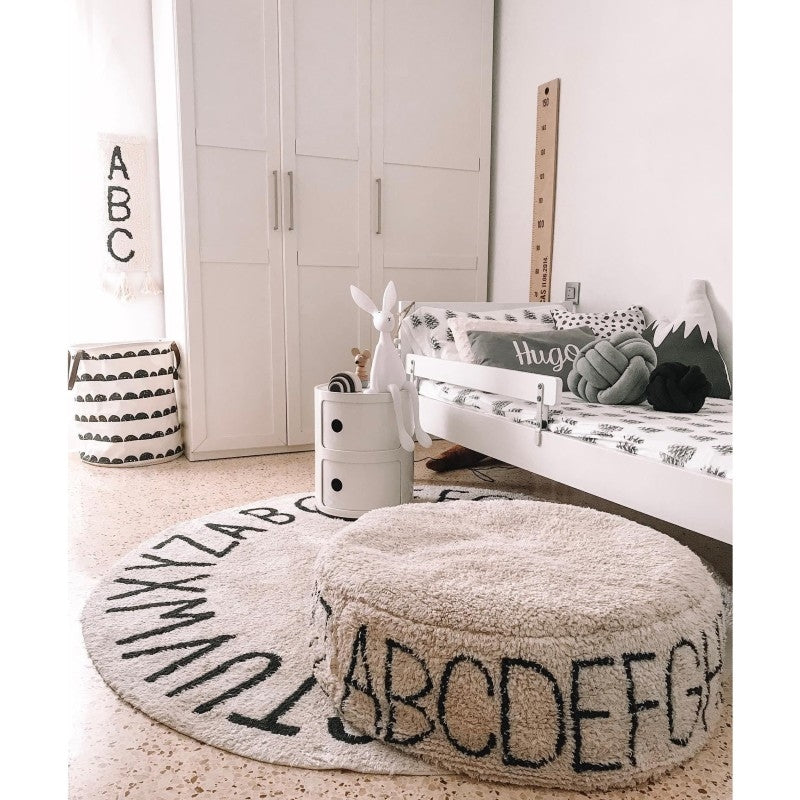 Lorena Canals Pouf ABC Natural - Black Ø70x20cm