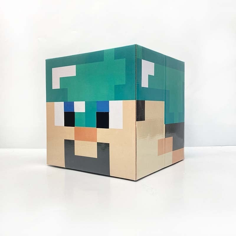 Pixel Art Toy Diamond Steve Cardboard Head