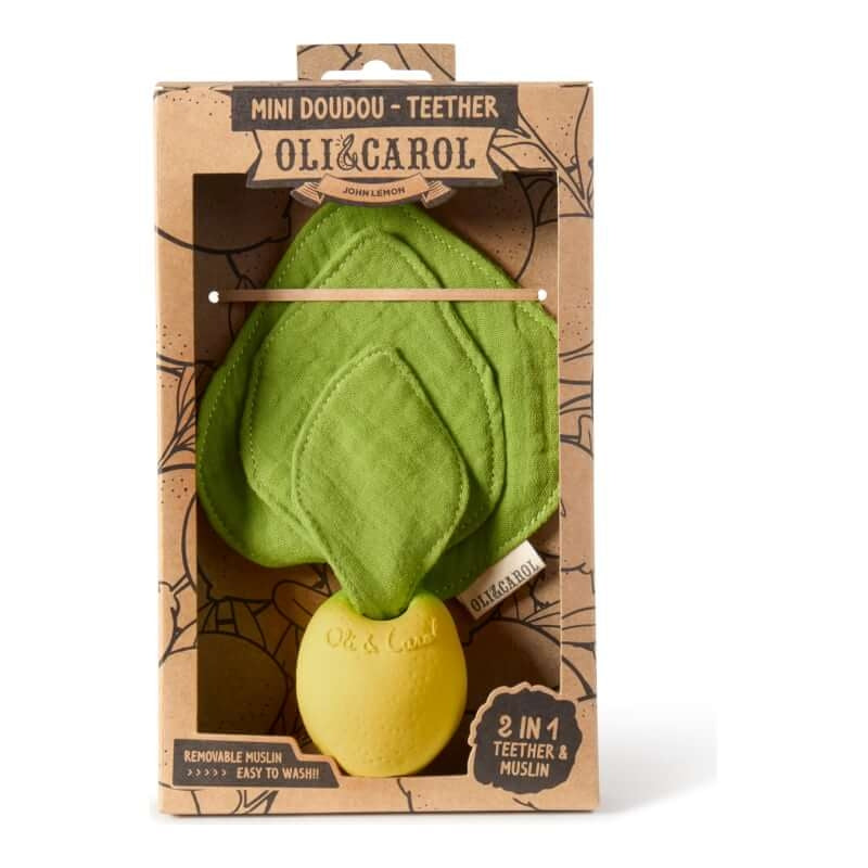 Oli&Carol 2-in-1 Teether & Muslin - John Lemon