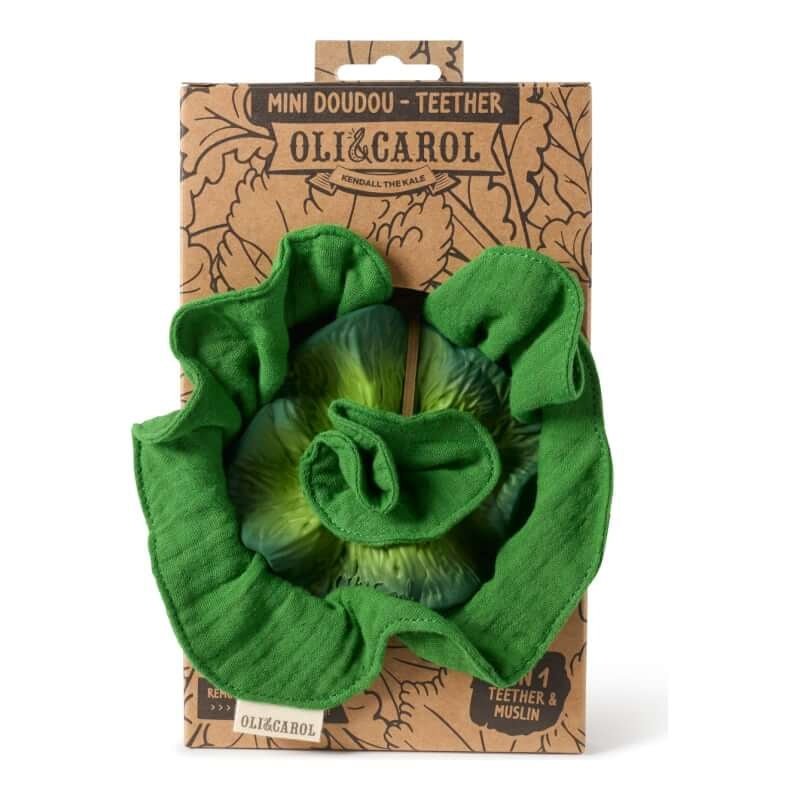 Oli&Carol 2-in-1 Teether & Muslin - Kendall the Kale
