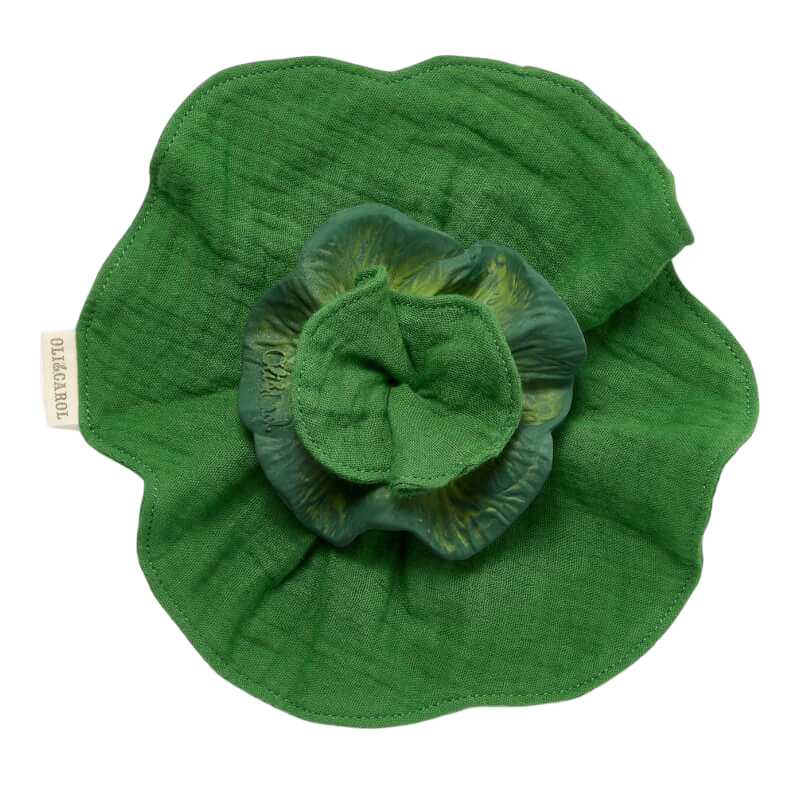 Oli&Carol 2-in-1 Teether & Muslin - Kendall the Kale
