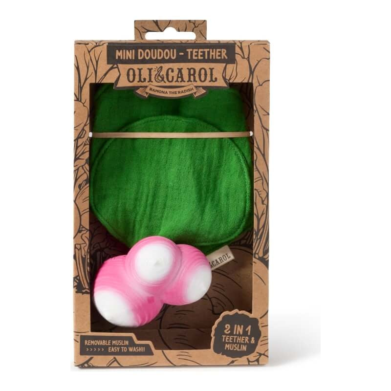 Oli&Carol 2-in-1 Teether & Muslin - Ramona the Radish