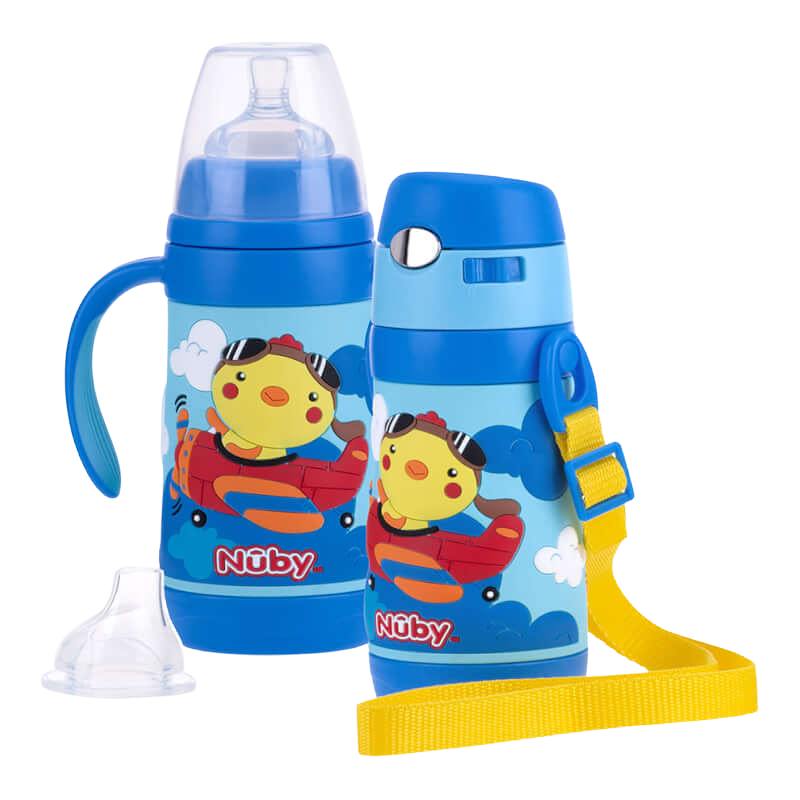 Nuby 三層不鏽鋼杯套裝,附 3D 杯套,300ml