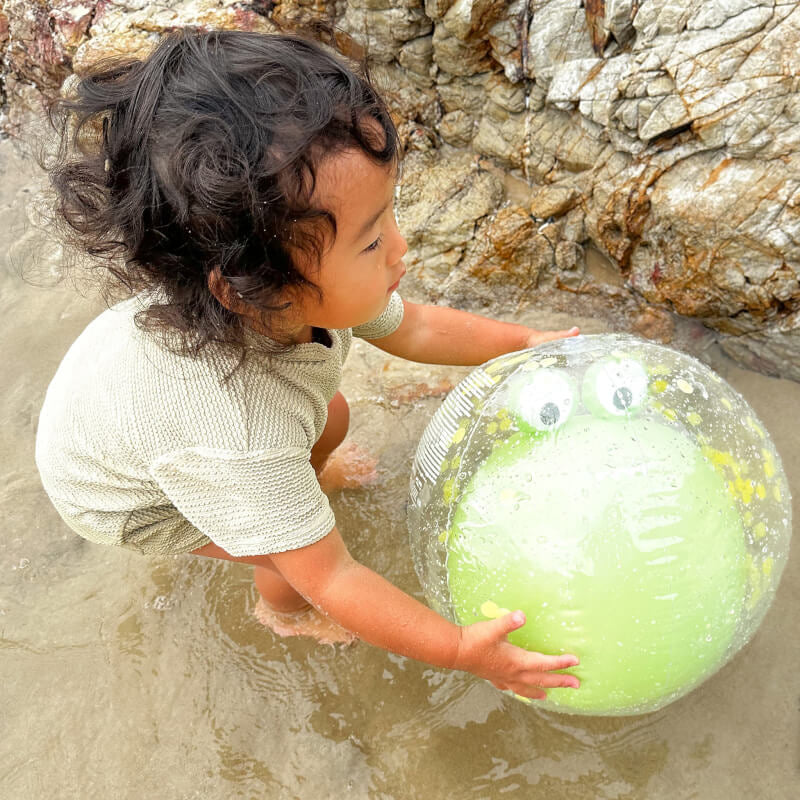 SUNNYLiFE 3D Inflatable Beach Ball - Cookie the Croc Khaki