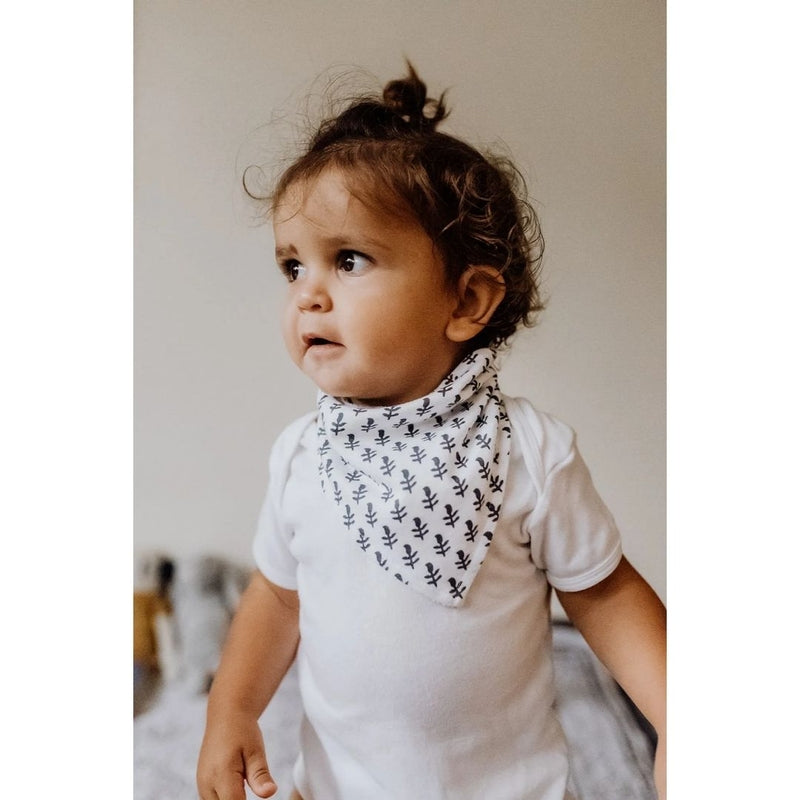 Malabar Baby Organic Cotton Bandana Bib, Mitten, Hat Set - Fort Blue