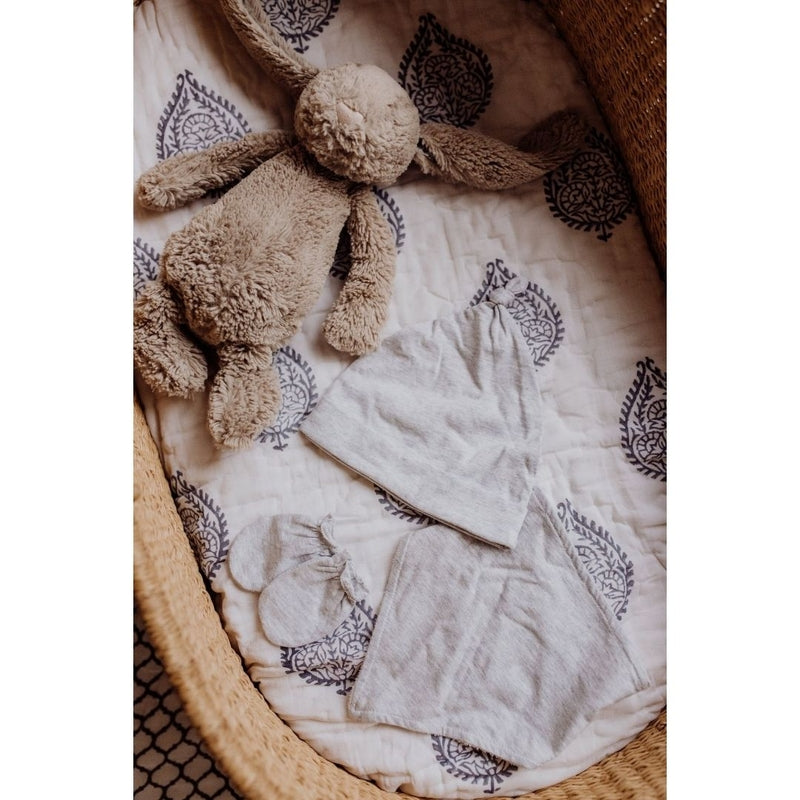 Malabar Baby Organic Cotton Bandana Bib, Mitten, Hat Set - Erawan