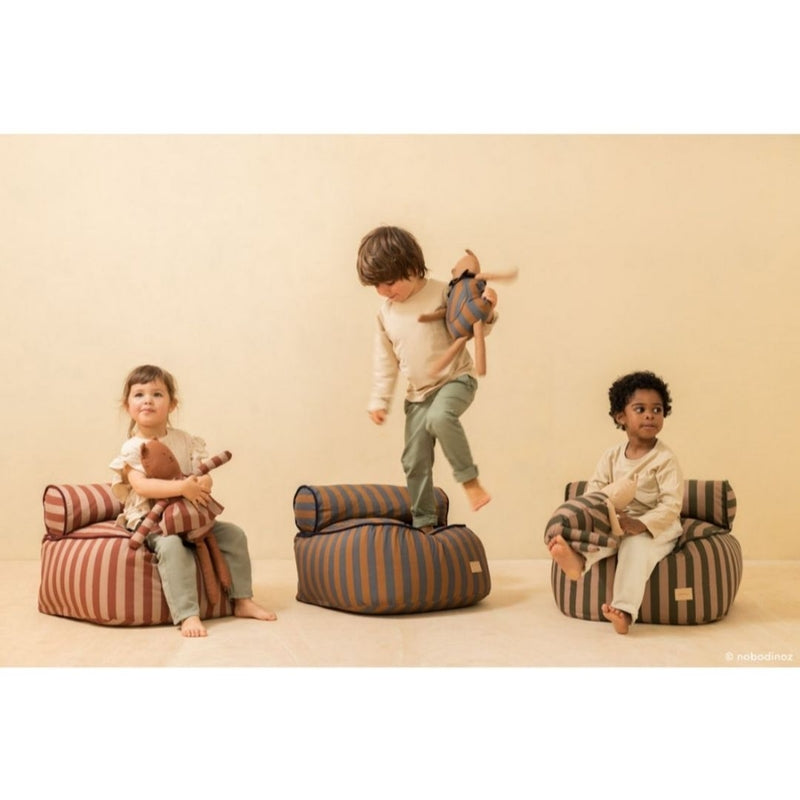 Nobodinoz Majestic Beanbag - Blue Brown Stripes