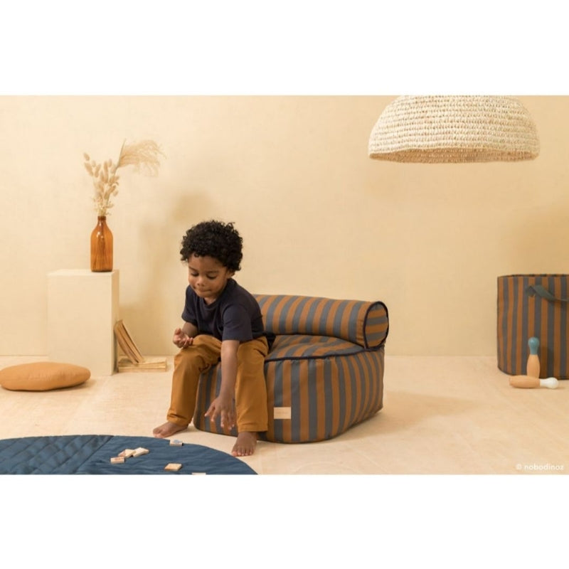 Nobodinoz Majestic Beanbag - Blue Brown Stripes