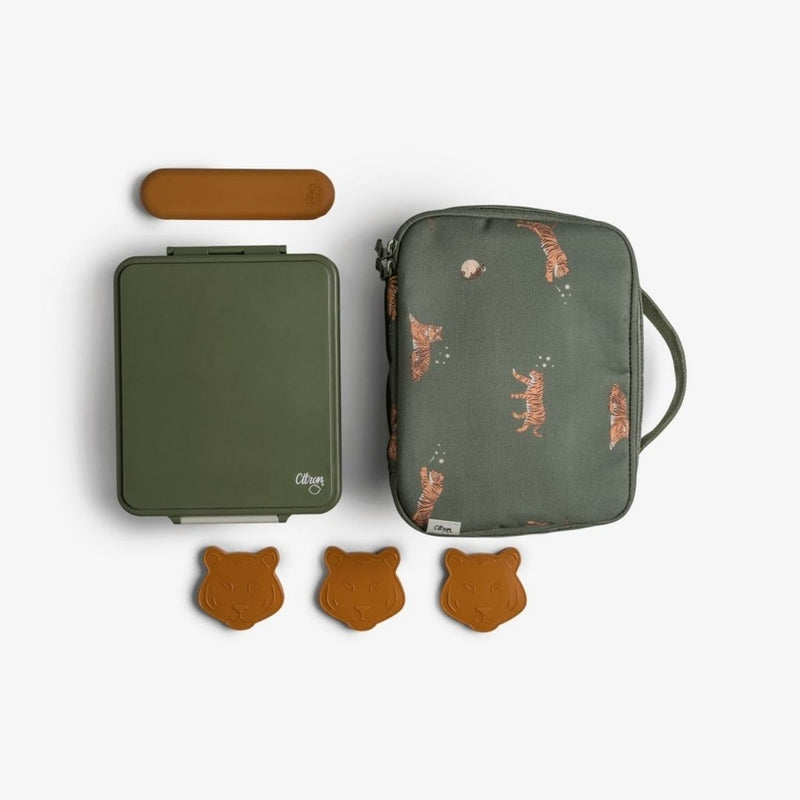 Citron Insulated Square Lunch Bag - Tiger