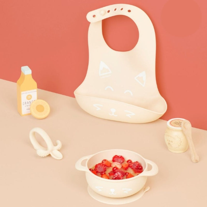 Babymoov First ISY 3-Piece Silicone Bowl, Spoon & Bib Baby Weaning Set