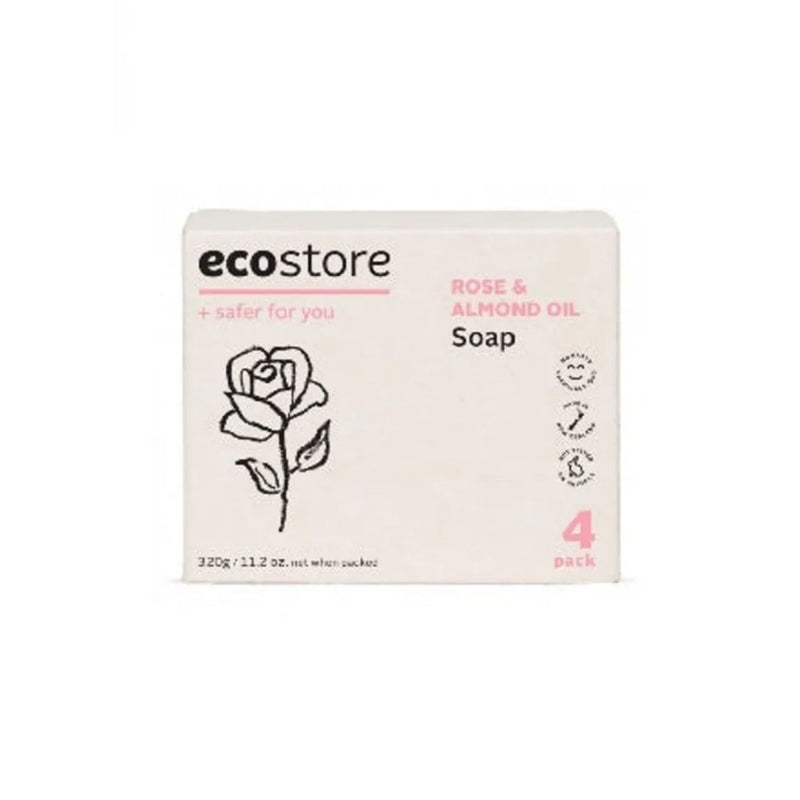 Ecostore Rose & Almond Oil Soap 80g x 4 Value Pack
