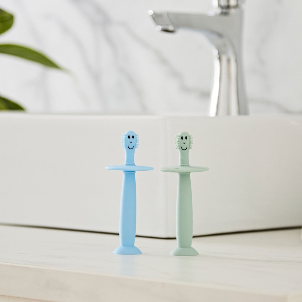 Matchstick Monkey Toothbrush With Stopper - Mint Green & Light Blue Matchstick Monkey