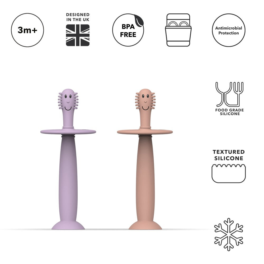 Matchstick Monkey Toothbrush With Stopper - Dusty Pink & Lilac Matchstick Monkey