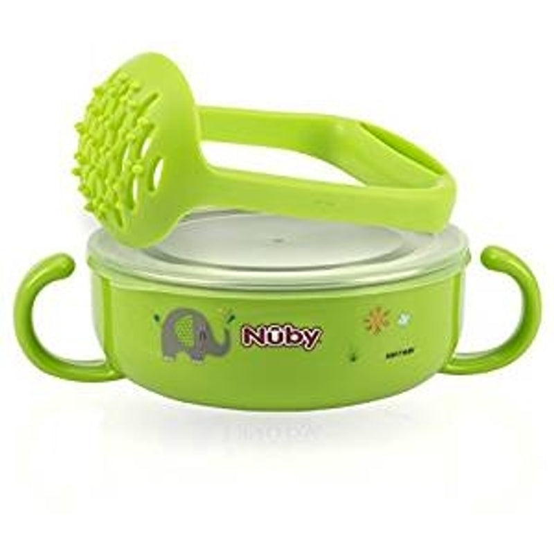Nuby Stainless Steel Printed Suction Bowl with Round Handles