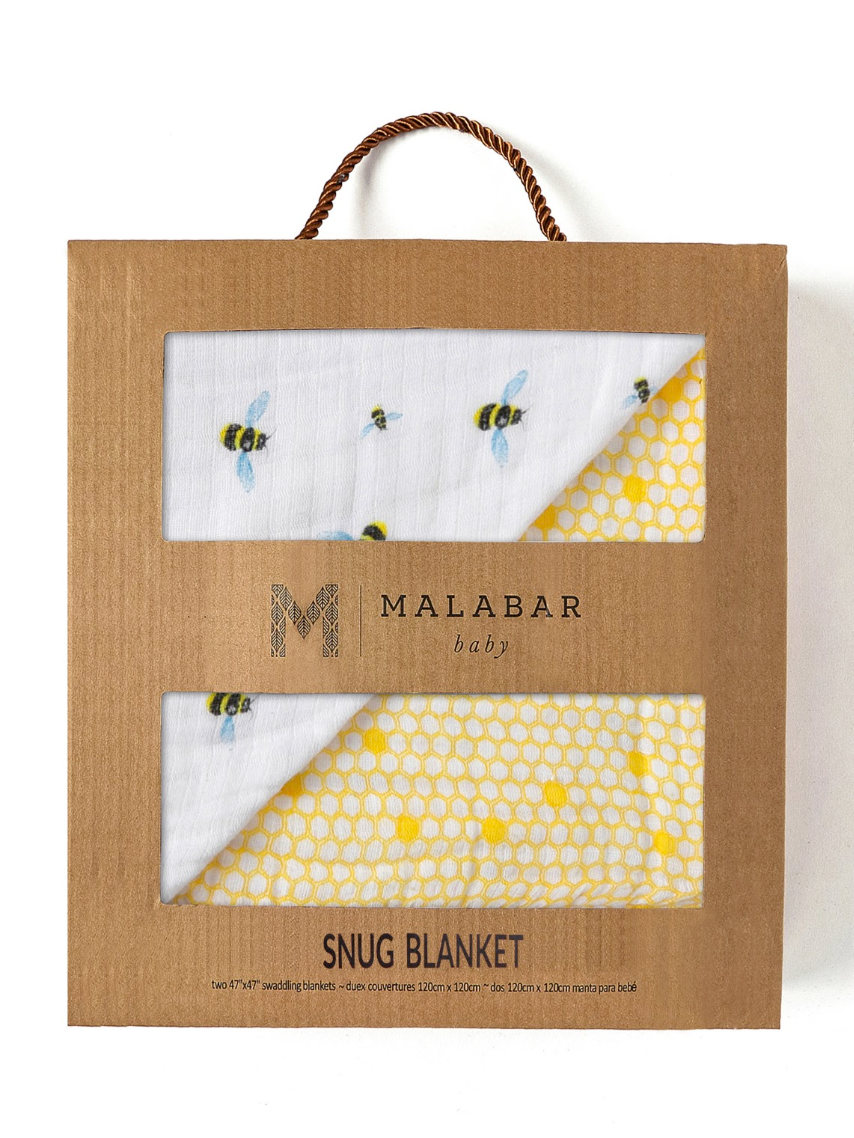 Malabar Baby Organic Reversible Snug Blanket - Bees