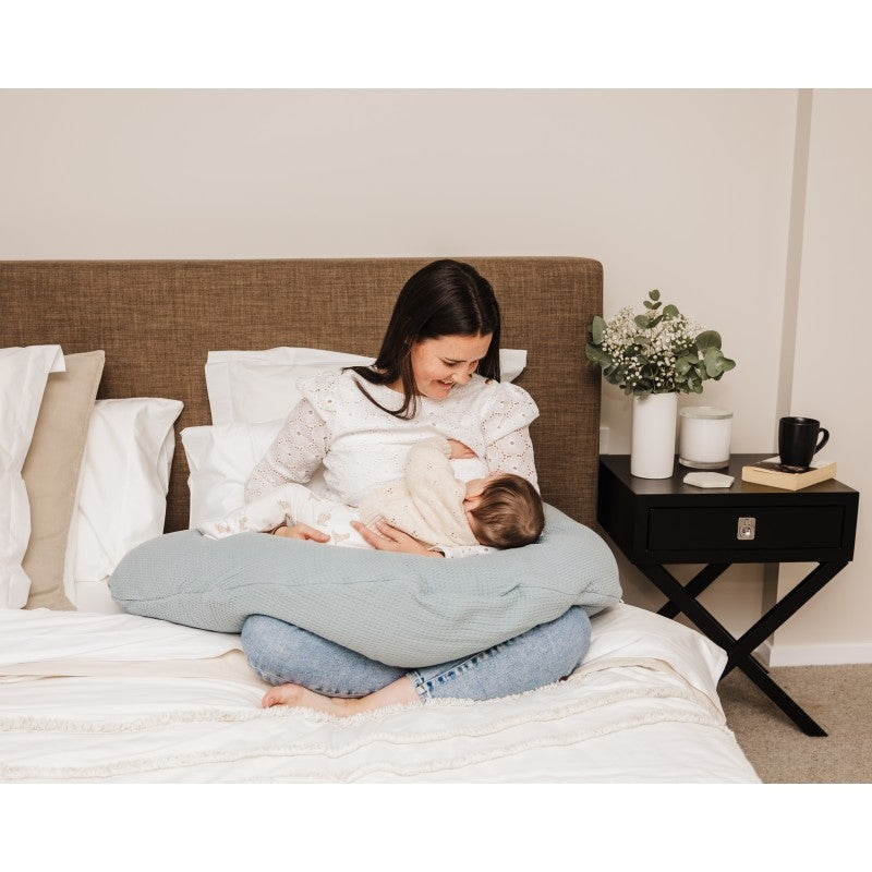 Theraline The Original Maternity and Nursing Pillow - Misty Blue Fine Knit