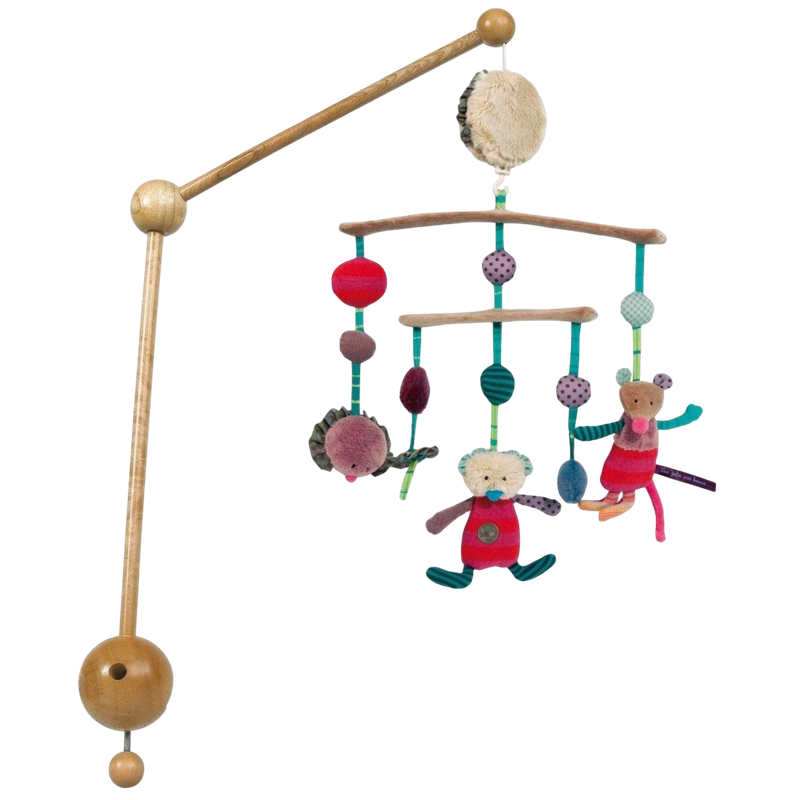 Moulin Roty Les Jolis Pas Beaux Wood & Textile Turning Musical Mobile 55x30cm