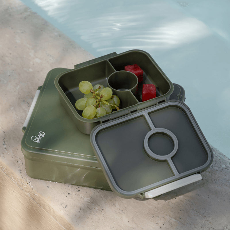 Citron Absolut Tritan Snackbox with 3 Compartments - Olive Green
