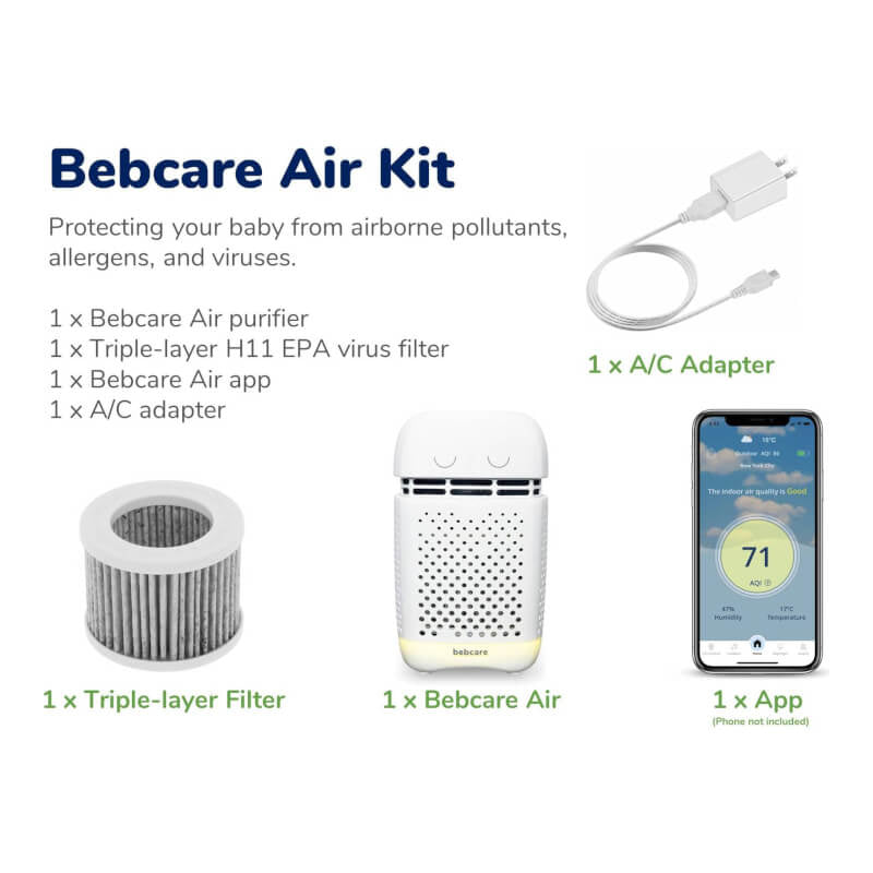Bebcare Air 可攜式智慧空氣清淨器,配備 H11 EPA 病毒過濾器