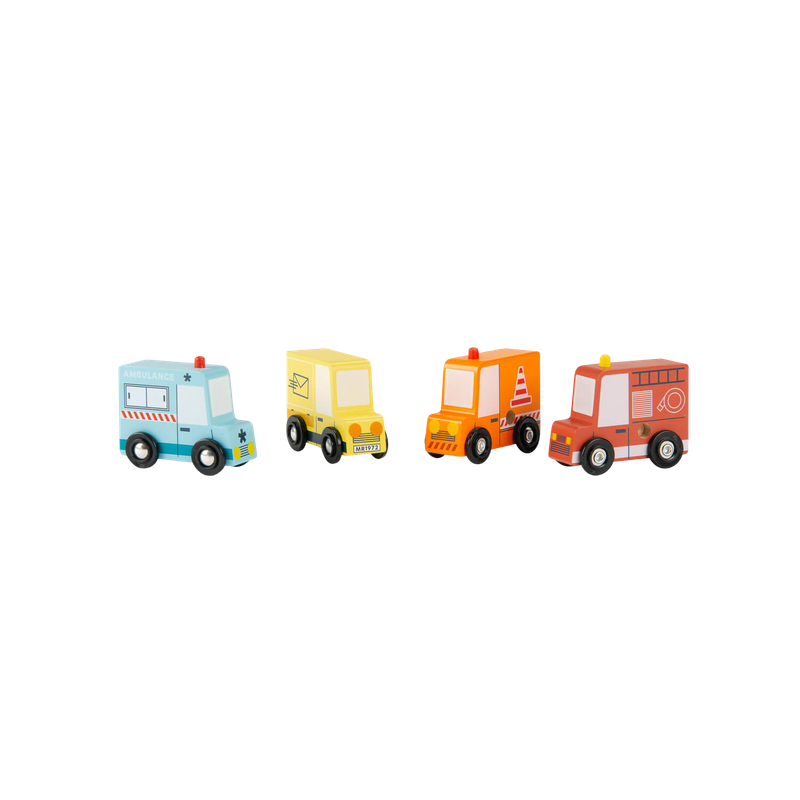 Moulin Roty Avenue Du Moulin Set of 4 Wooden Trucks 32x4x10cm