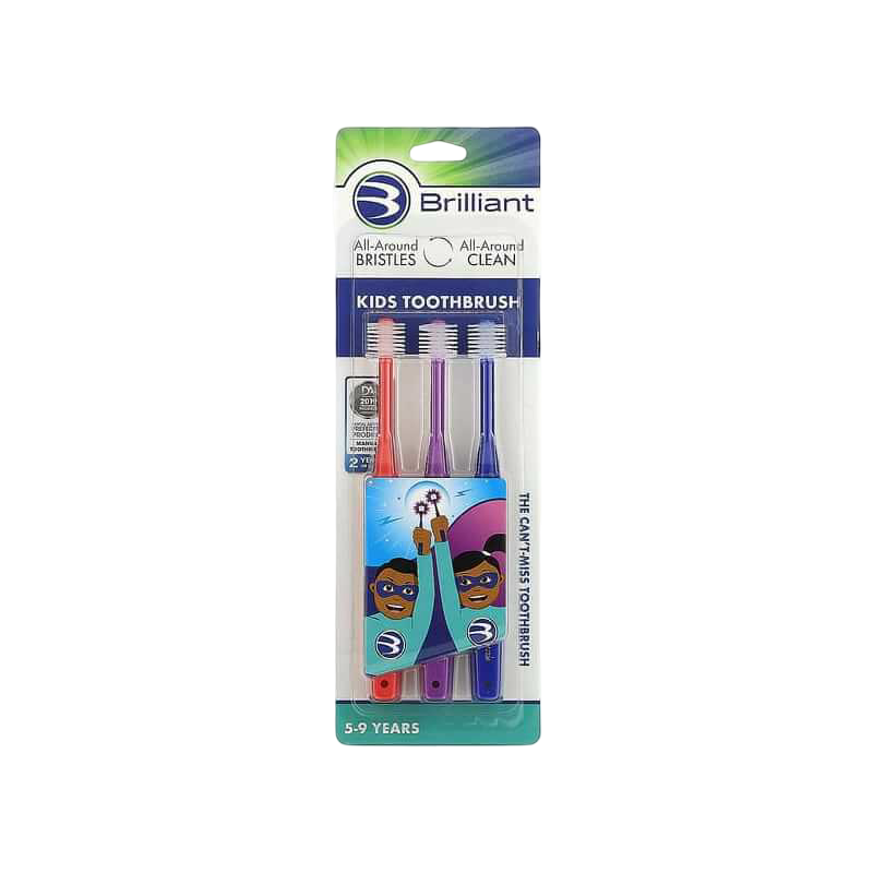 Baby Buddy Brilliant Kids Toothbrush 5-9 Years 3 Toothbrushes