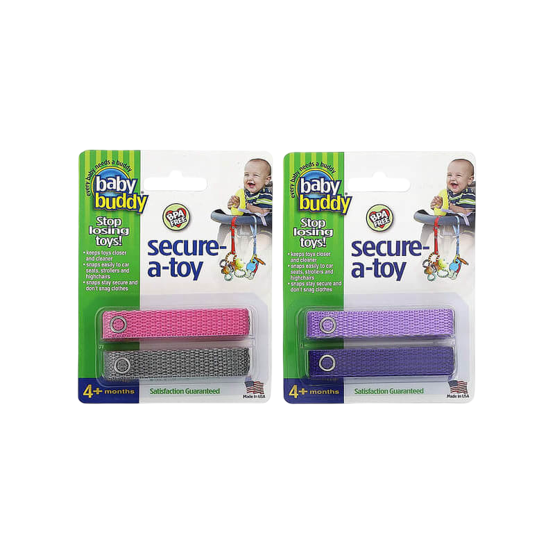 Baby Buddy Secure-A-Toy 4+ Months Purple/Lilac & Pink/Gray 4 Straps