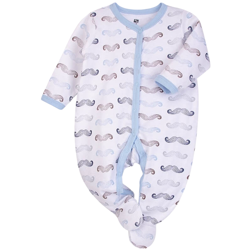 Hudson Baby Baby Sleepsuit - Blue Moustache