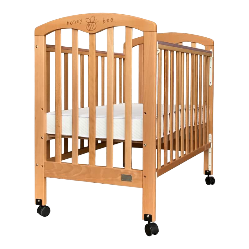 Baby Star Cozzi Baby Cot with 4" Mattress - Natural / European Beech