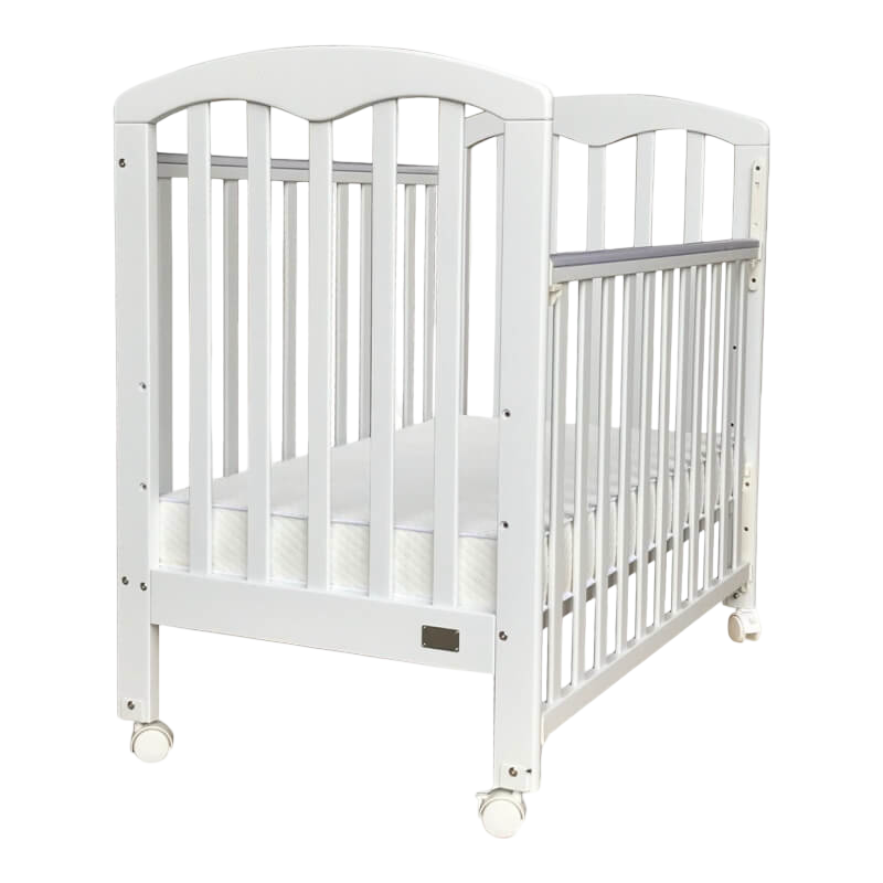 Baby Star Cozzi Baby Cot with 4" Mattress - White / European Beech