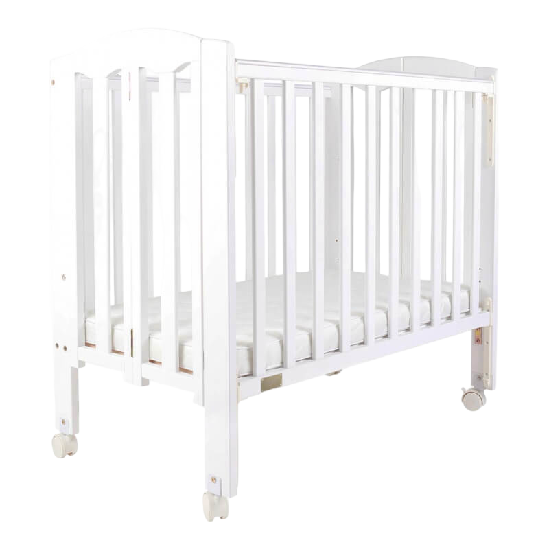 Baby Star Easi Foldable Baby Cot with 2" Mattress - White / New Zealand Pine