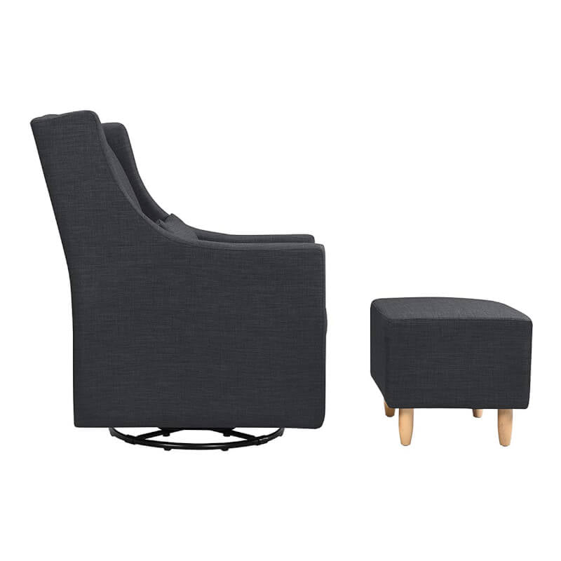 Babyletto Toco Swivel Glider & Ottoman - Coal Grey