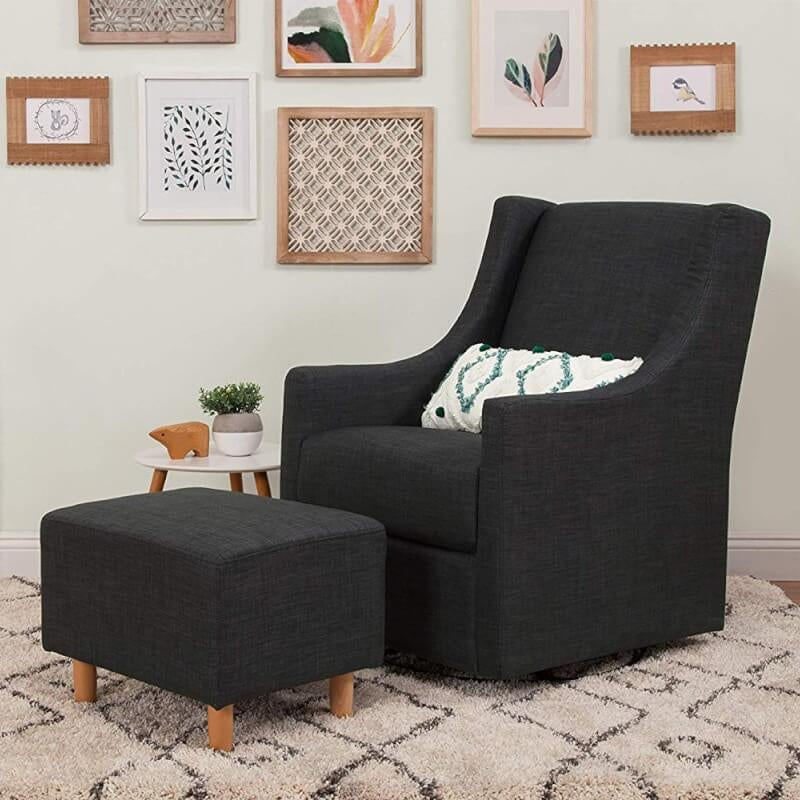 Babyletto Toco Swivel Glider & Ottoman - Coal Grey