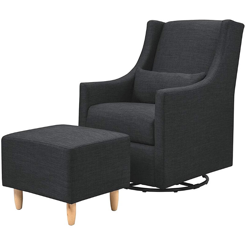 Babyletto Toco Swivel Glider & Ottoman - Coal Grey