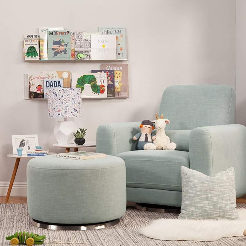 Babyletto Tuba Gliding Ottoman - Seafoam