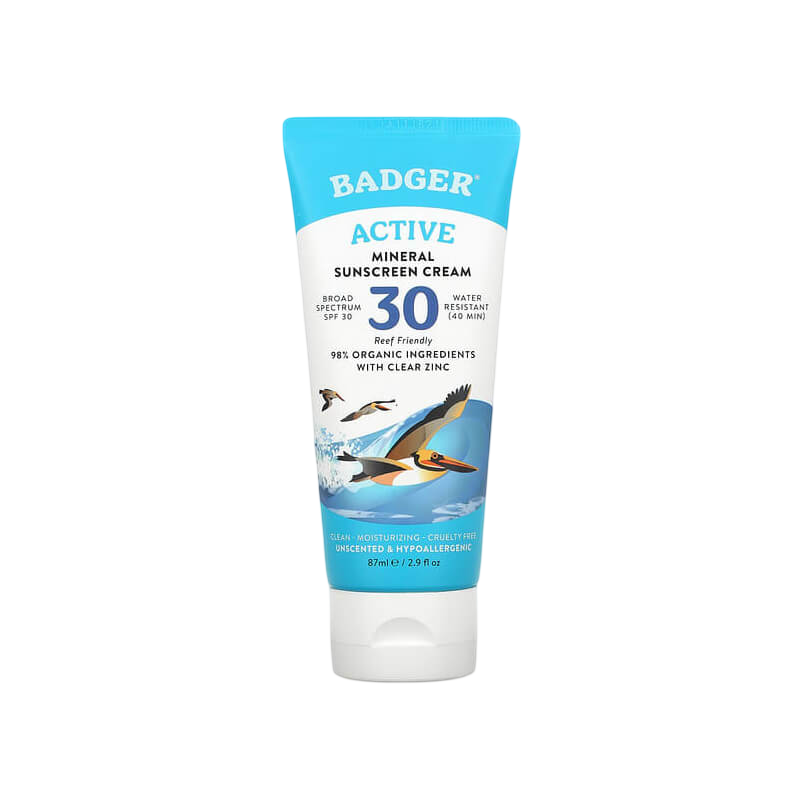 Badger Active Mineral Sunscreen Cream SPF 30 Unscented