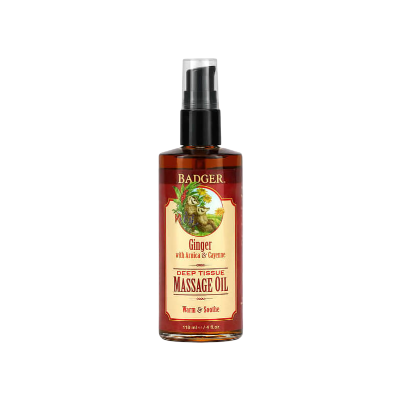 Badger Deep Tissue Massage Oil Ginger with Arnica & Cayenne