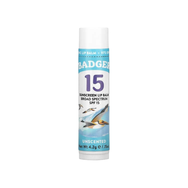 Badger Sunscreen Lip Balm SPF 15 Unscented
