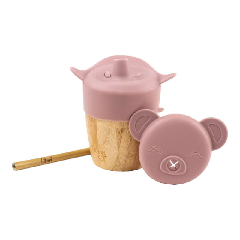 Citron Bamboo Cup with 2 Lids & Straw - Blush Pink