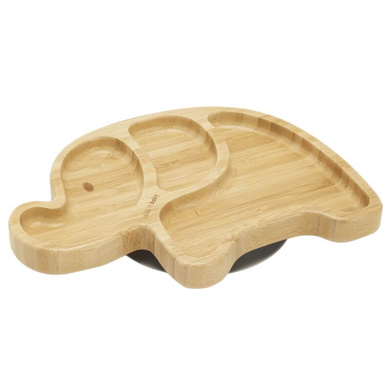 Milk It Baby Bamboo Elephant Suction Plate & Fork Set - Berry Blue