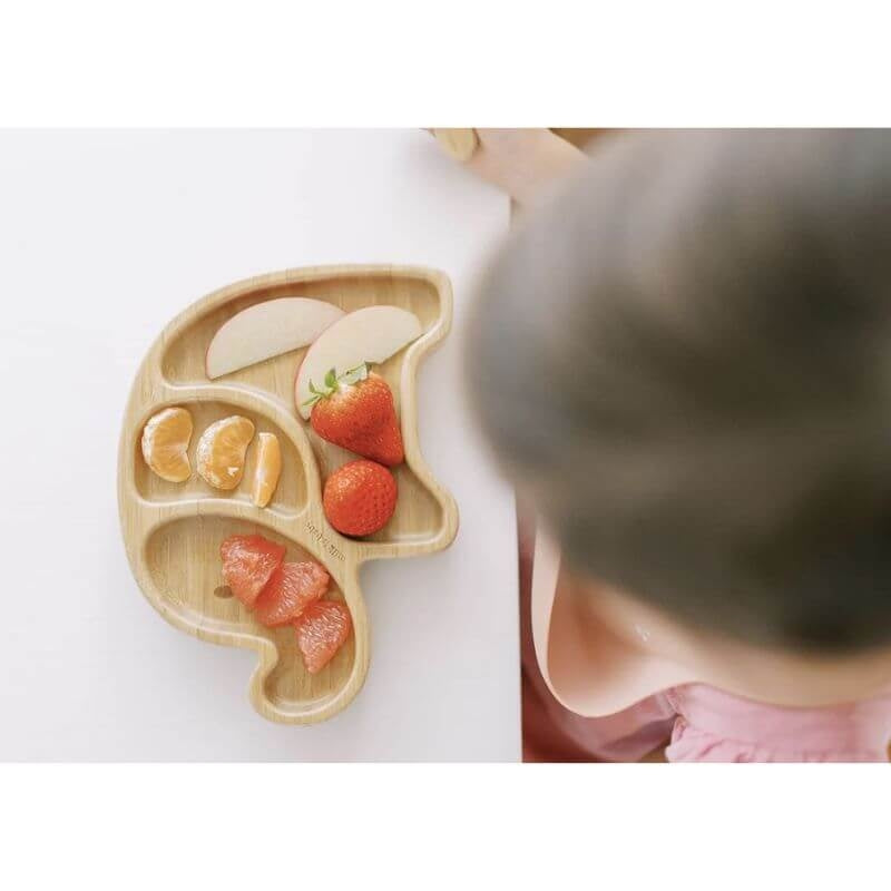 Milk It Baby Bamboo Elephant Suction Plate & Fork Set - Dusty Pink