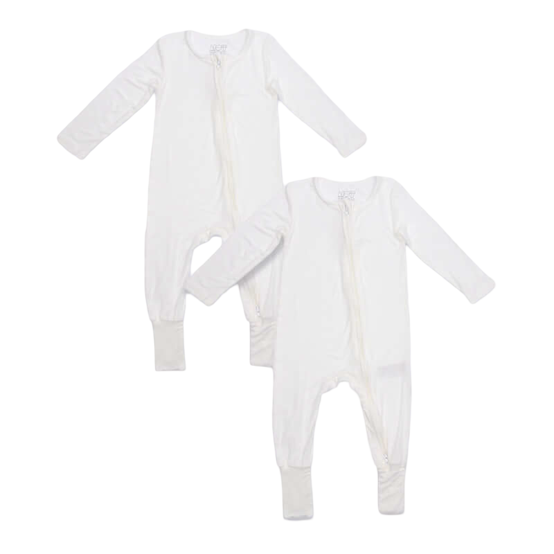 NotTooBig Bamboo Sleepsuits 2-Pack - White