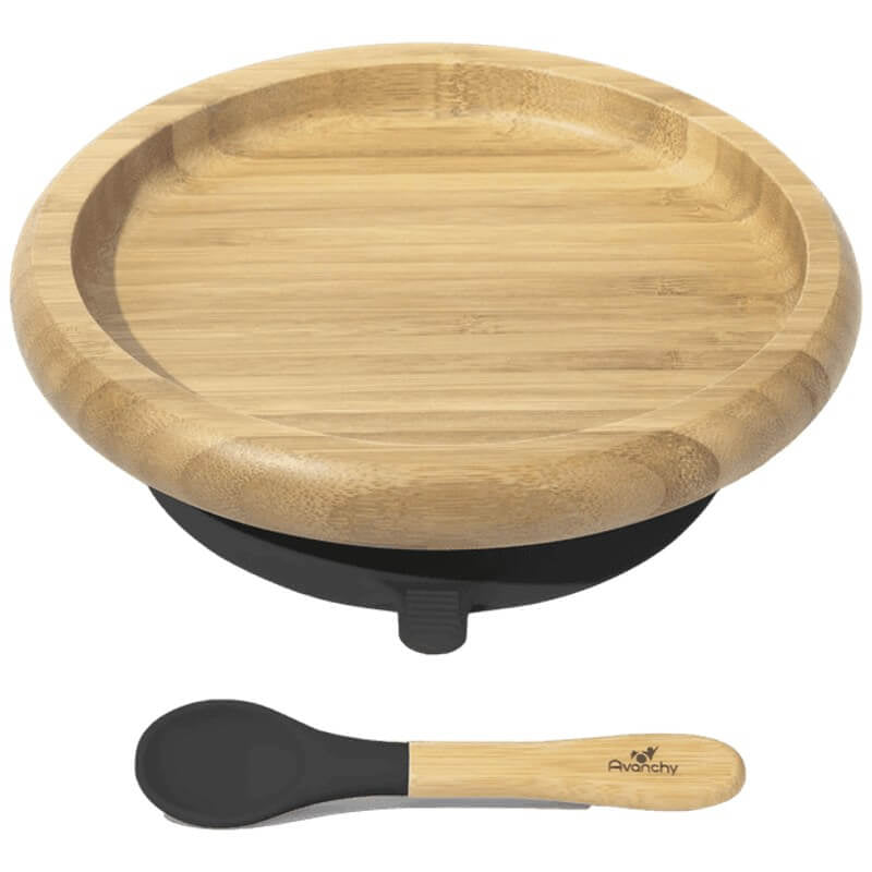 Avanchy Bamboo Suction Classic Plate + Spoon